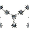 Blumen Collier mit Ohrhängern Hellblau
