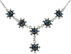 Blumen Collier mit Ohrhängern - Ozeanblau