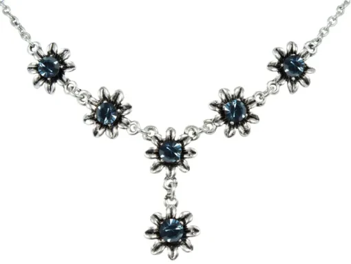 Blumen Collier mit Ohrhängern - Ozeanblau