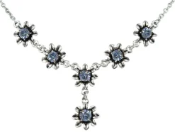 Blumen Collier mit Ohrhängern Hellblau