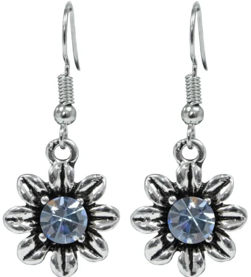 Blumen Collier mit Ohrhängern Hellblau