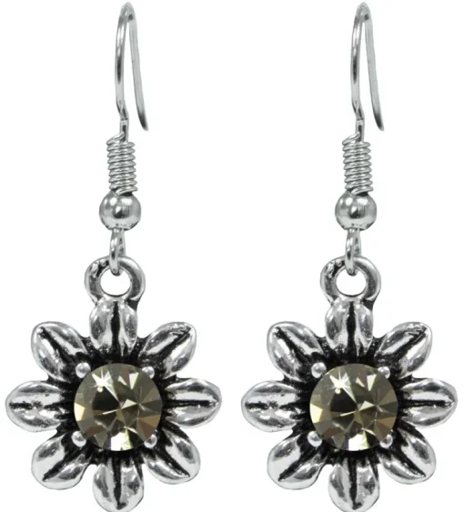 Blumen Collier mit Ohrhängern - Black Diamond
