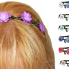 Blumen Haarband mit Blüten und glitzernden Schmucksteinen Rot