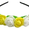 Blumen Haarreif mit Rosen Gelb Weiß