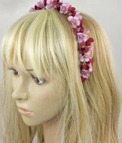 Blumen Haarreif "Elfe" - Schmaler Blütenkranz | Weiß Apricot