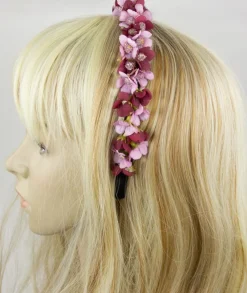 Blumen Haarreif "Elfe" - Schmaler Blütenkranz | Weiß Apricot