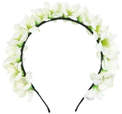 Blumen Haarreif "Ranya" mit Seidenblüten | Creme Weiß