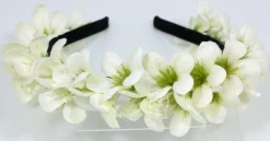 Blumen Haarreif "Ranya" mit Seidenblüten | Creme Weiß