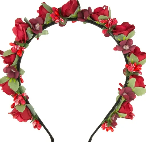 Blumen Haarreif "Sabia" mit Rosen und Blüten | Rot