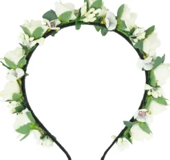Blumen Haarreif "Sabia" mit Rosen und Blüten | Creme Weiß