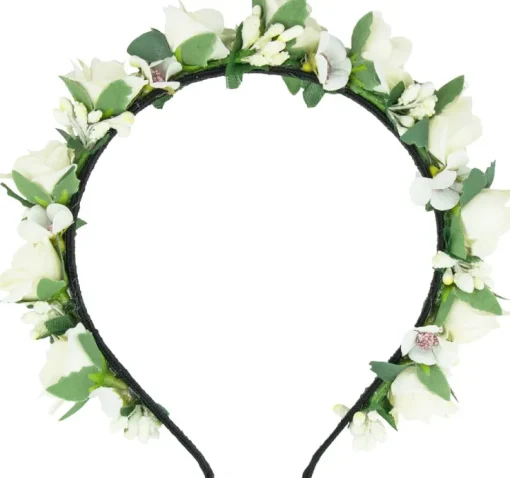 Blumen Haarreif "Sabia" mit Rosen und Blüten | Creme Weiß