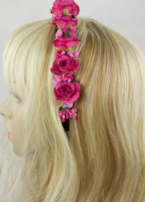 Blumen Haarreif "Sabia" mit Rosen und Blüten | Creme Weiß