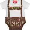 BONDI Baby Body Lederhose "Gipfelkraxler" 905090 | Weiß Braun