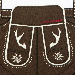 BONDI Baby Body Lederhose "Gipfelkraxler" 905090 | Weiß Braun