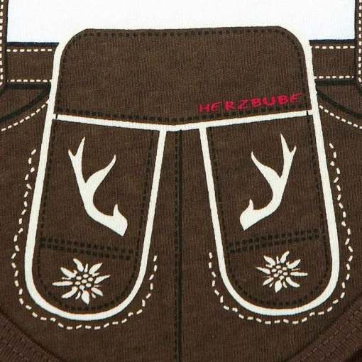 BONDI Baby Body Lederhose "Gipfelkraxler" 905090 | Weiß Braun