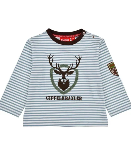 BONDI Baby Jungen Langarmshirt "Hirsch" 91776 | Stripe Blue/Offwhite