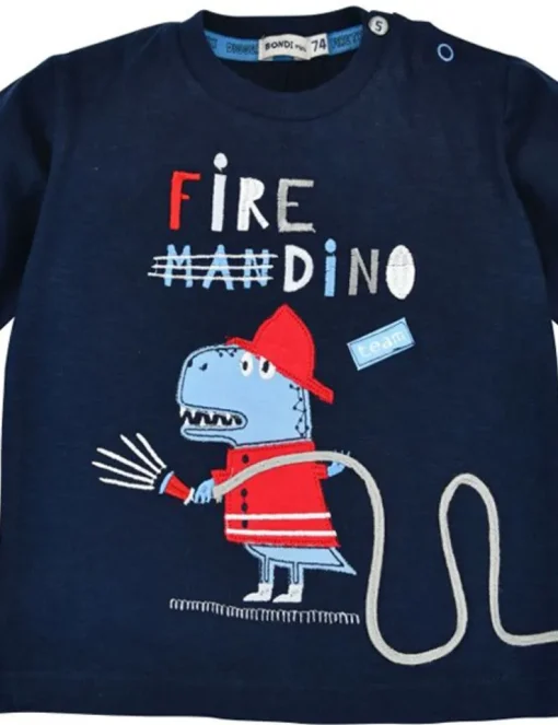 BONDI Baby Kinder Langarmshirt "Fire Dino" 91431 | Navy