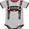 BONDI Baby Kurzarm Body "Lausbub" 91528 | Grey Melange
