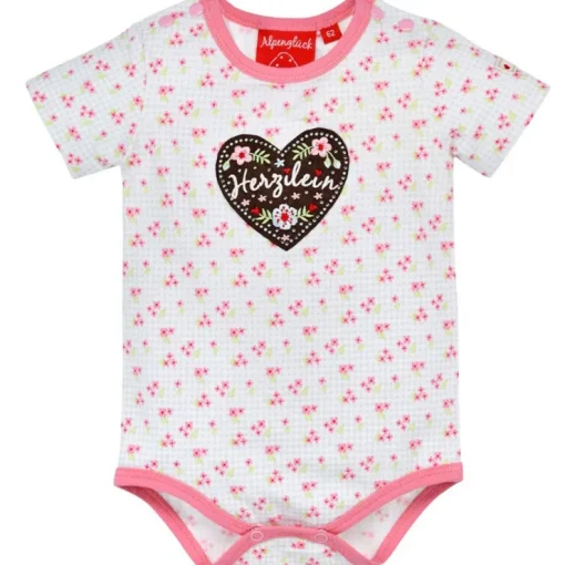 BONDI Baby Kurzarm Body "Herzilein" 86623 | Blumenalloverdruck