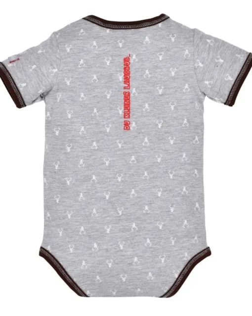 BONDI Baby Kurzarm Body "Lausbub" 91528 | Grey Melange