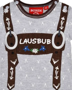 BONDI Baby Kurzarm Body "Lausbub" 91528 | Grey Melange