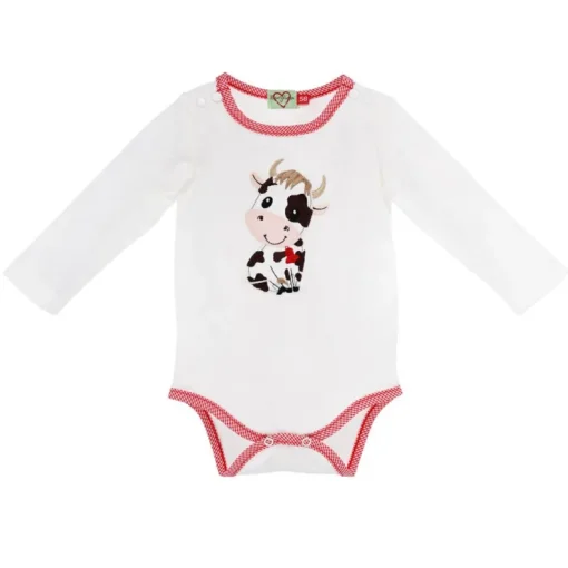BONDI Baby Langarm Body "Kuh" 93773 | Offwhite Weiß