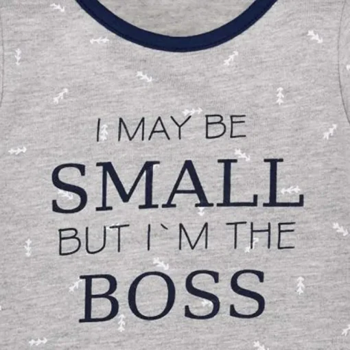 BONDI Baby Langarmbody "Small Boss" 93682 - Grau/Navy | Unterziehbody Babybody