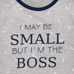 BONDI Baby Langarmbody "Small Boss" 93682 - Grau/Navy | Unterziehbody Babybody