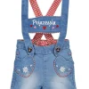 BONDI Baby Mädchen Jeans Latzshort "Prinzessin" 86856 | Blue denim