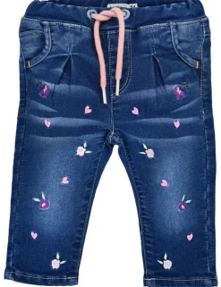 BONDI Baby Mädchen Jeans "Blümchen" 86645 | Blue denim