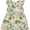 BONDI Baby Mädchen Kleid "Jungle" 86605 - Weiß / Apricot / Grün | Sommerkleid