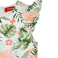 BONDI Baby Mädchen Kleid "Jungle" 86605 - Weiß / Apricot / Grün | Sommerkleid