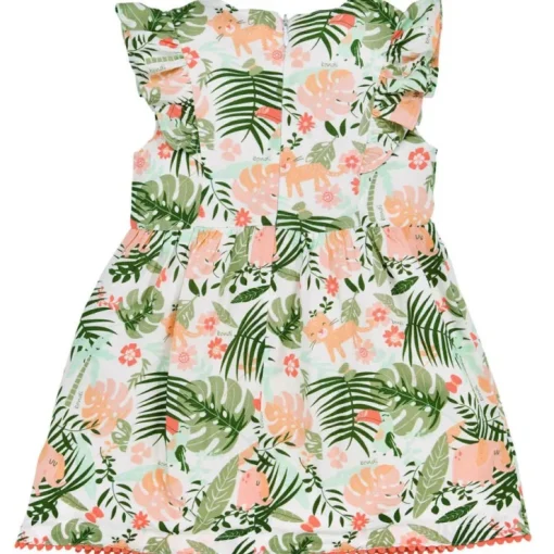 BONDI Baby Mädchen Kleid "Jungle" 86605 - Weiß / Apricot / Grün | Sommerkleid