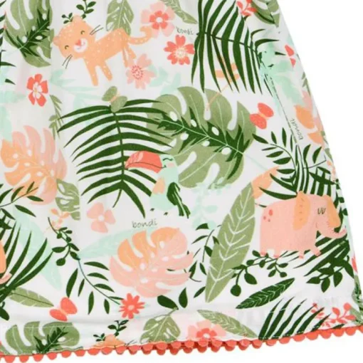 BONDI Baby Mädchen Kleid "Jungle" 86605 - Weiß / Apricot / Grün | Sommerkleid