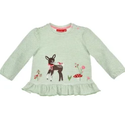 BONDI Baby Mädchen Langarmshirt "Rehkitz" 86673 | Grün/Weiß