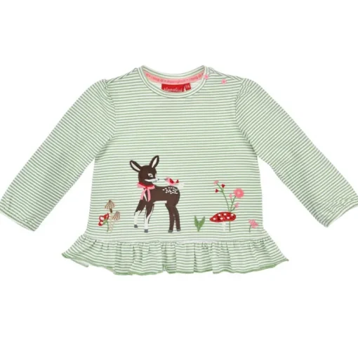 BONDI Baby Mädchen Langarmshirt "Rehkitz" 86673 | Grün/Weiß