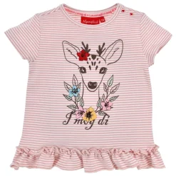 BONDI Baby Mädchen T-Shirt "Rehkitz" 86752 | Rosa Geringelt