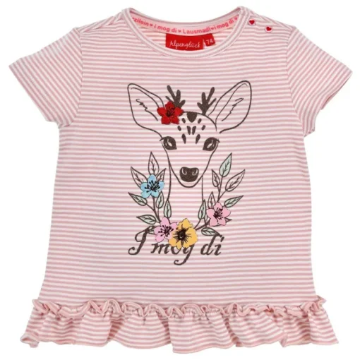 BONDI Baby Mädchen T-Shirt "Rehkitz" 86752 | Rosa Geringelt