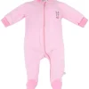 BONDI Baby Overall "Häschen" geringelt 93637 | Rosa / Weiß