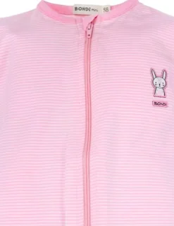 BONDI Baby Overall "Häschen" geringelt 93637 | Rosa / Weiß