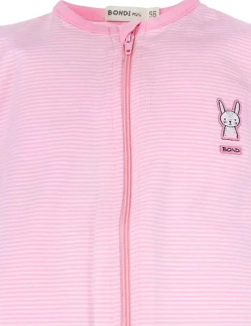 BONDI Baby Overall "Häschen" geringelt 93637 | Rosa / Weiß
