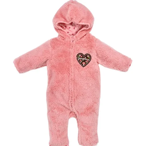 BONDI Baby Puscheloverall "Herzilein" aus Teddyfell 86685 | Soft Rose