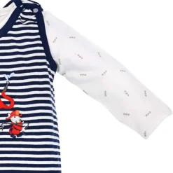 BONDI Baby Strampler "Feuerwehr" 93684 - Navy / Weiß geringelt | Jungen Babystrampelanzug