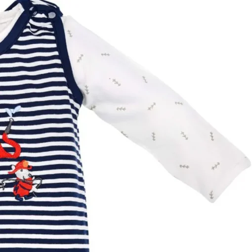 BONDI Baby Strampler "Feuerwehr" 93684 - Navy / Weiß geringelt | Jungen Babystrampelanzug