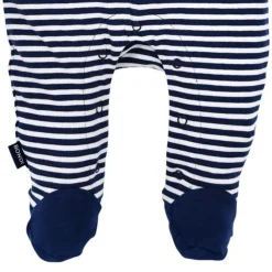 BONDI Baby Strampler "Feuerwehr" 93684 - Navy / Weiß geringelt | Jungen Babystrampelanzug