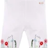 BONDI Capri Leggings "Blumenwiese" mit Stickerei 86627 - Weiß / Bunt | Baby Kinder Sommerhose