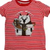 BONDI Gipfelkraxler Trachten Ringel T-Shirt "Rucksack" - Rot