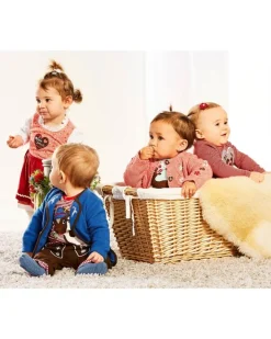 BONDI Jungen Baby Strickmütze "Gipfelkraxler" mit Bommeln 91334 - Braun