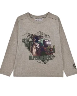 BONDI Jungen Langarmshirt "Traktor" 29990 | Brown-Melange