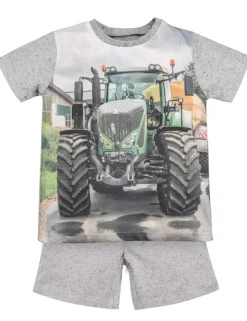 BONDI Jungen Shorty Sommerpyjama "Traktor" 33188 | Grey melange